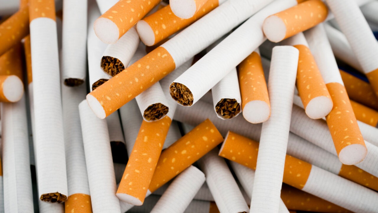 Cigarettes randomly piled in a large heap